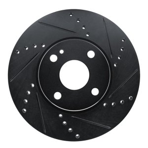 Mazda 2 Brake Rotor (1) - Front Right - R1 Concepts - Drilled & Slotted - Black - `16-`25